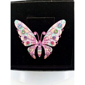 Joan Rivers Bejweled Butterfly Collection Pastel Pink Fantasy Enamel Pin‎ Brooch